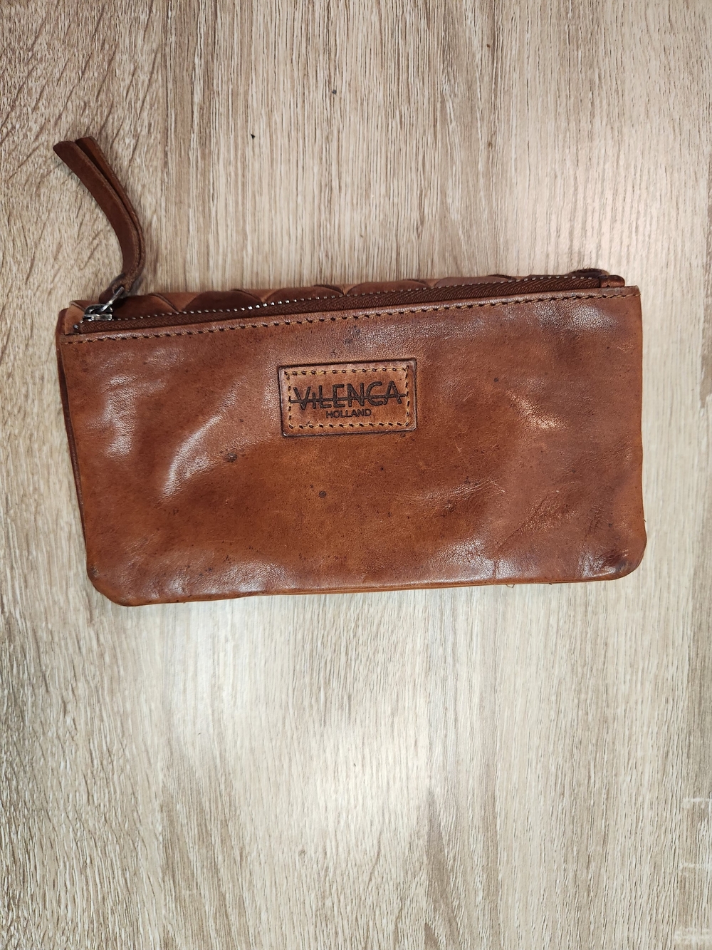 Woven Leather Zip Wallet - Brown - Picture 3 of 3